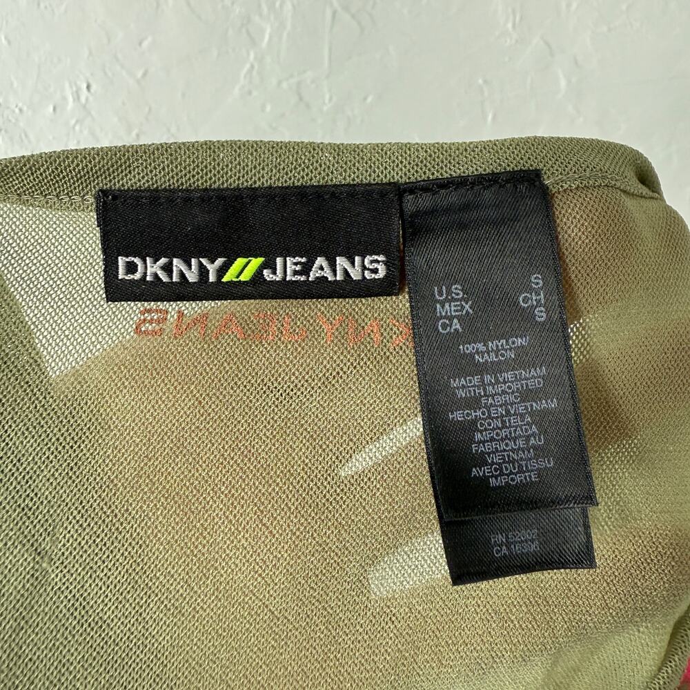 Vintage y2K DKNY Women's Shirt Small Long sleeve Floral Printed V neck Sheer QQ2 - Picture 5 of 5